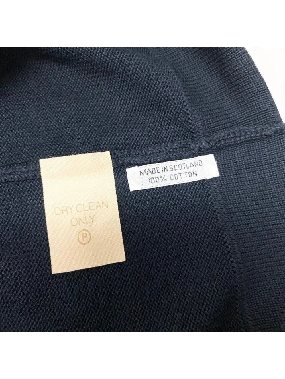 Chanel Vintage Knit Skirt Pencil Knee-Length Navy Cotton